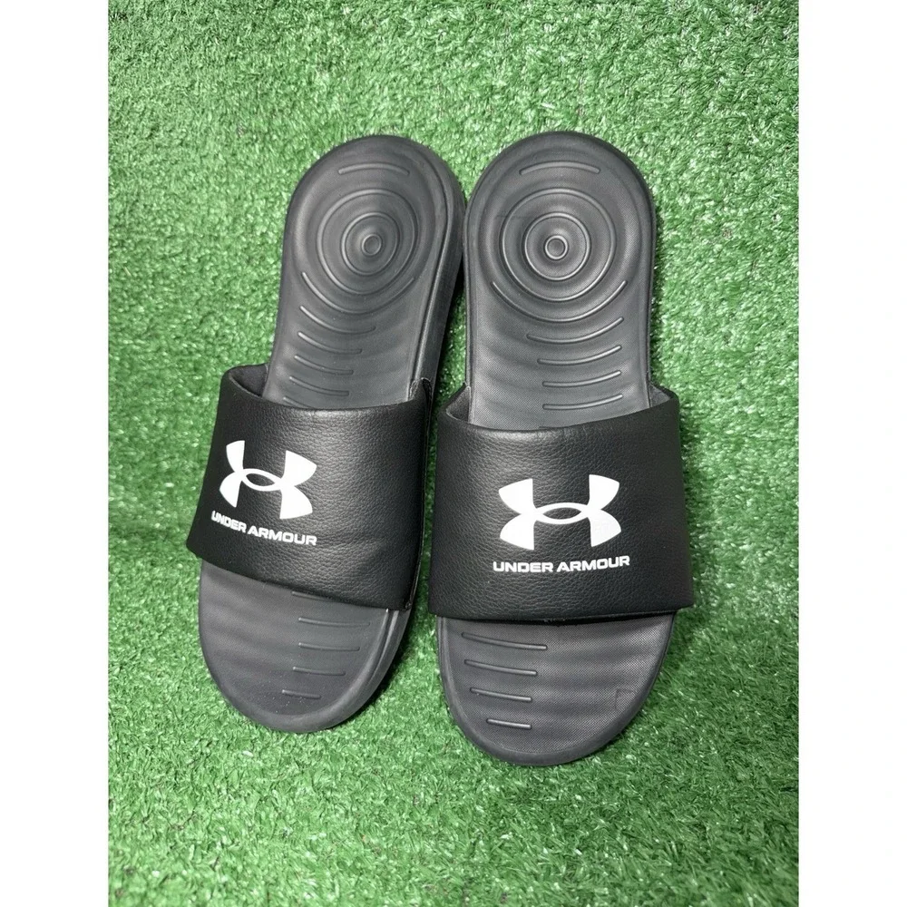 Under Armour Sandals Mens Size 11 Ansa Fix Black Comfort Slip On Beach Slides